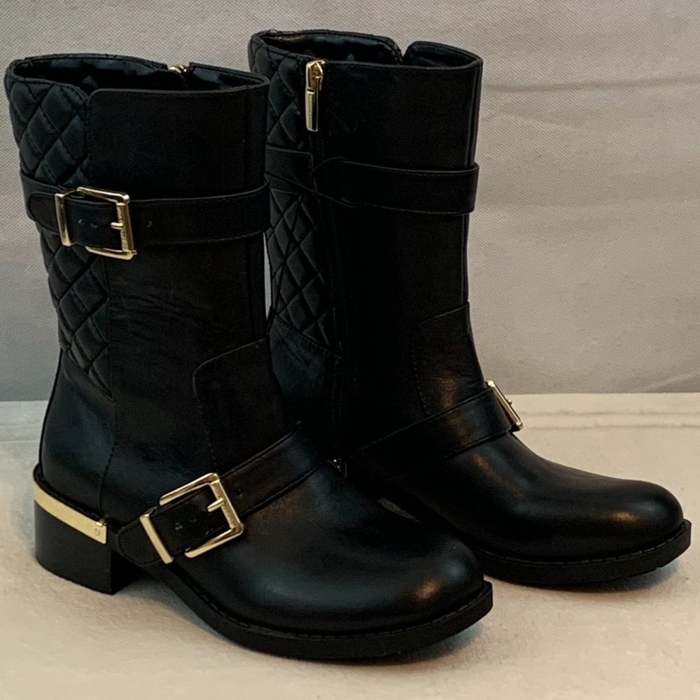 NEW! Women’s Vince Camuto Moto Boots Wilamena Motorcycle 5½ 5.5 Black Leather